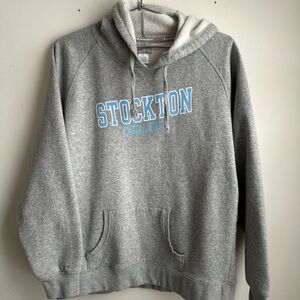 Champion Stockton College Hoodie XXL Gray Pullover Sweatshirt VTG NJ University